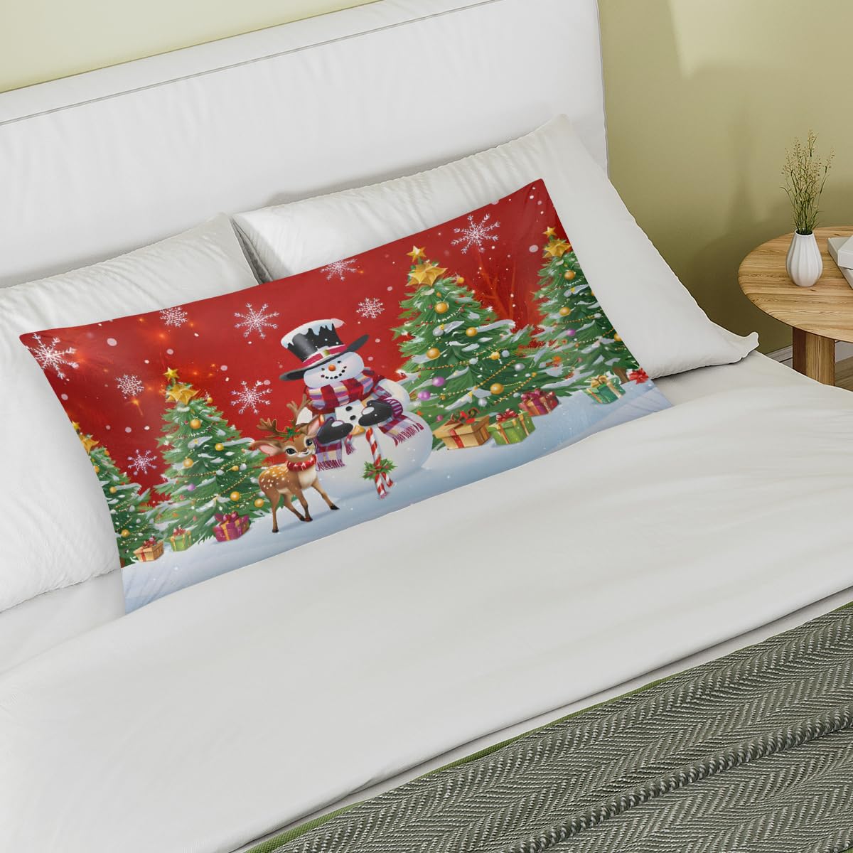 Christmas Light Trees Satin Pillow Case for Hair and Skin Satin Pillowcase Without Zipper Pillowcase, Standard Size Slip Silk Pillow Cases 20"x26" Silk Pillowcases for Bedroom Sofa Home Decor