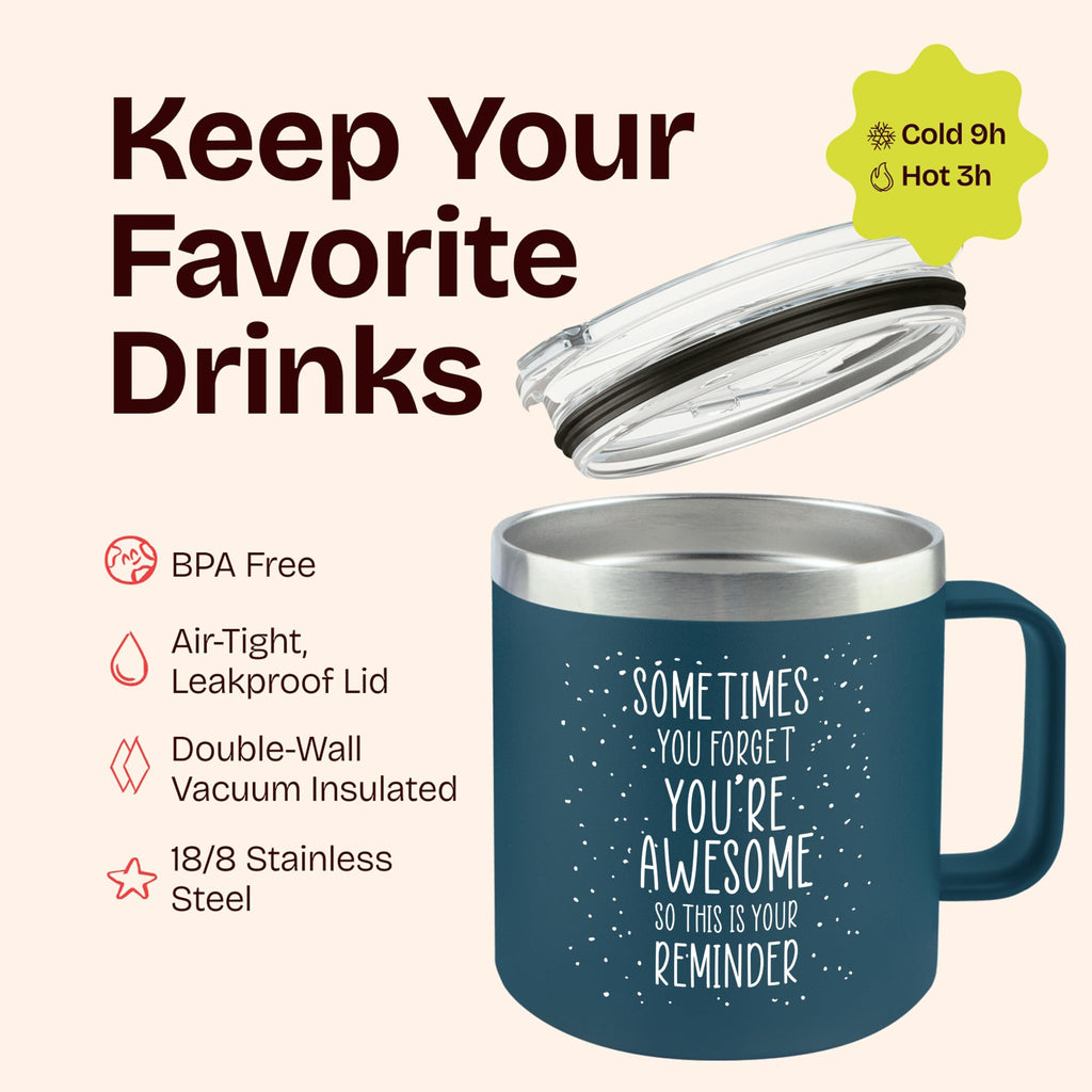 Birthday Gifts for Women Friendship - Purple Gifts for Women Coffee Mug 14oz Sometimes You Forget You're Awesome Unique Gift Idea for Older Women Over 50, 60, Inspirational Cup for Mom, Her