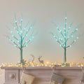PEIDUO Home Decor, 2FT Birch Tree with LED Lights, Warm White Light up Tree Lamp, Artificial Trees for Home Table Inside, Battery Powered, Timer (2PK)