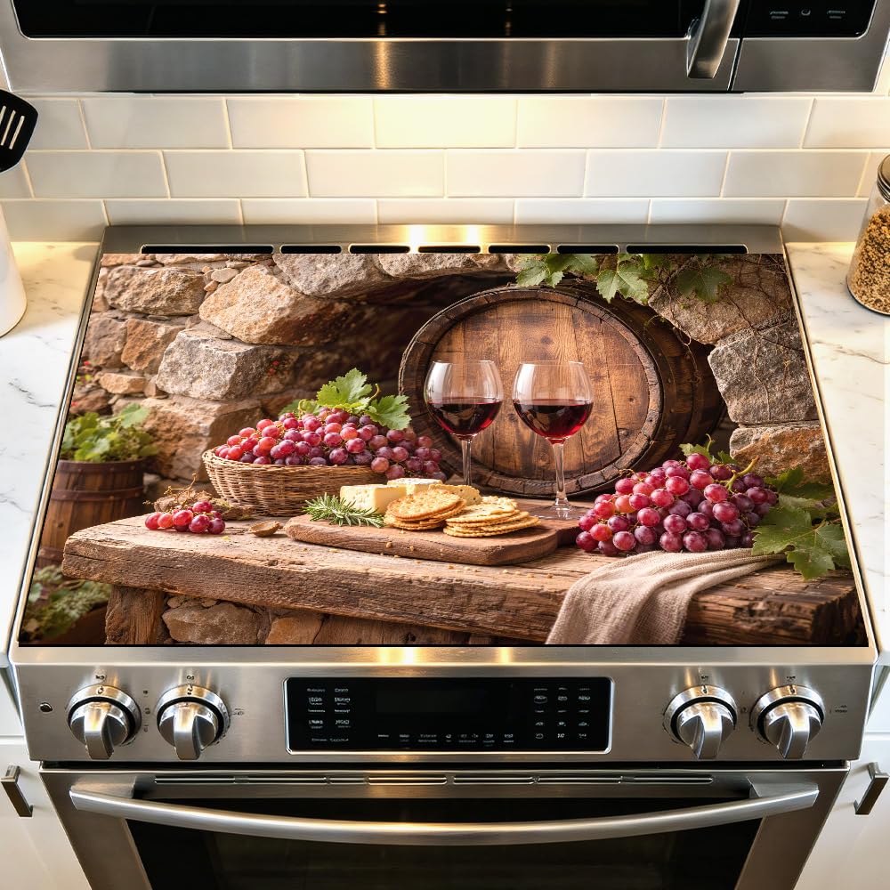 Stove Mat 28.35 x 20.47 Inch Christmas Fireplace and Tree Design Cozy Living Room Holiday Scene Decorative Kitchen Countertop Cover Reusable Flexible Mat for Gas Range Electric Stove Home Winter Décor