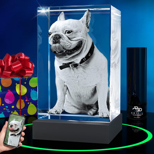 ArtPix 3D Crystal Photo, Personalized Dog Memorial Gifts with Your Own Photo for Dog Lovers, Pet Owners, 3D Laser Etched Picture, Engraved Crystal in Memory of Dog, Customized Gifts