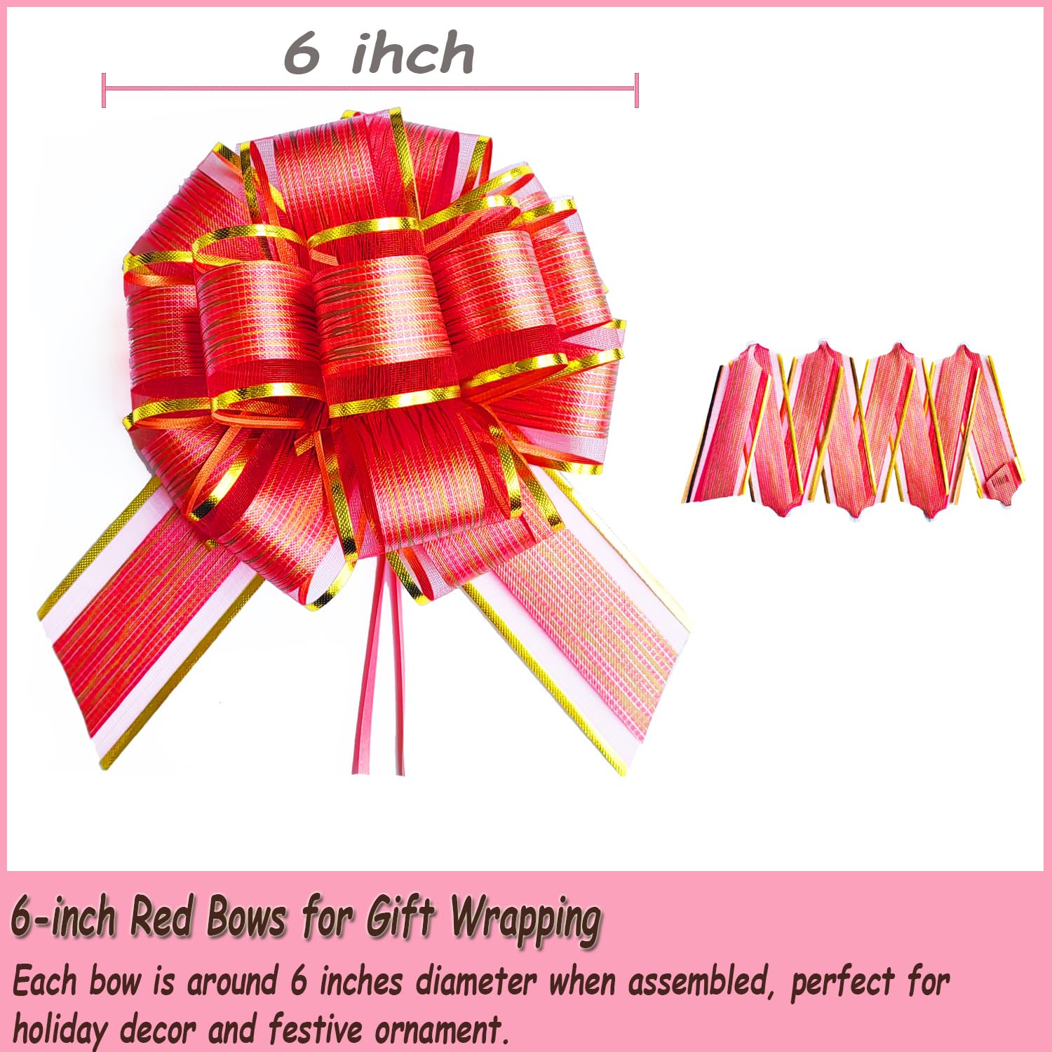 6 PCS Large Pull Bows, Gift Wrapping Bows, Gift Wrapping Ribbon Pull Bows Gift Bows for Wedding, Birthday, Christmas, Valentine's Day, Gift Baskets, Party, Presents Decor, Holiday Decor (Blue)