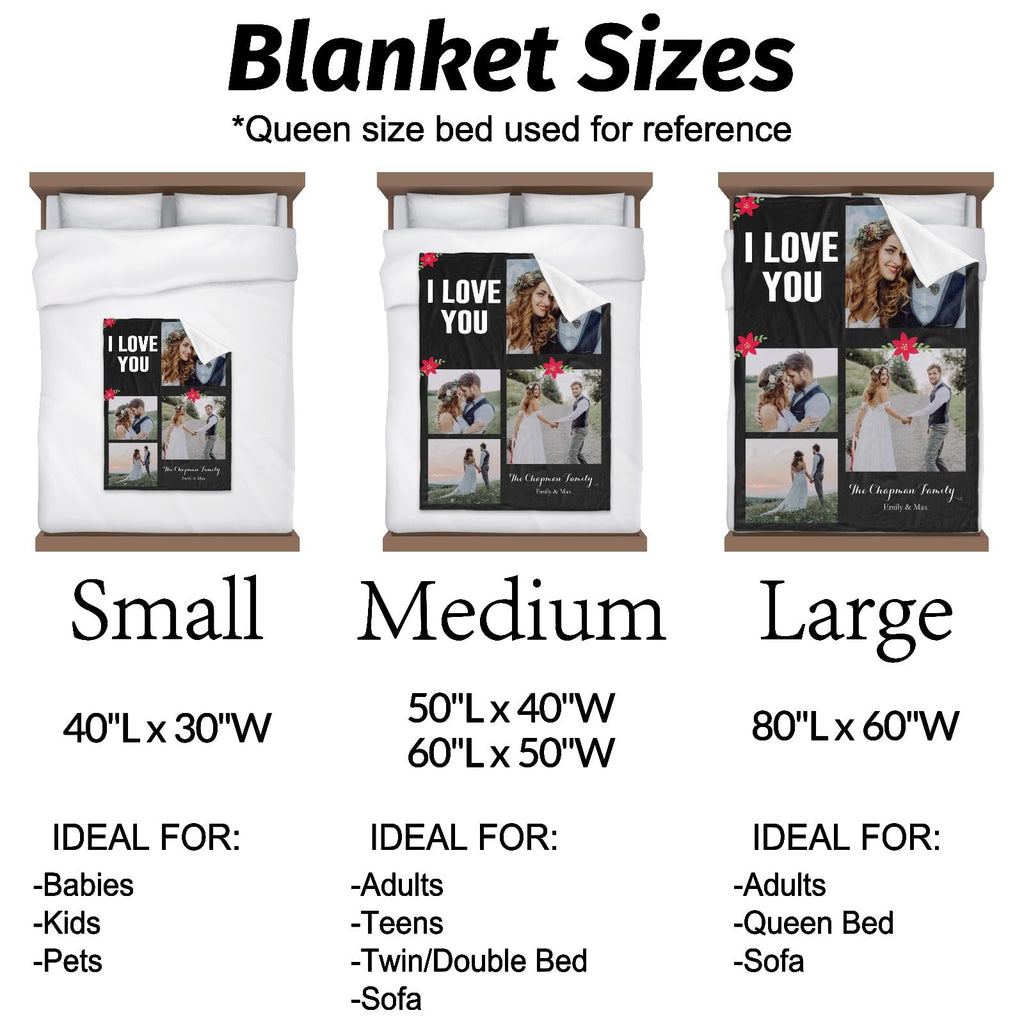 inkArts Custom Blanket Throws with Photos Text Personalized with Picture Customizable, Customize for Mom, Dad, Couple, Girlfriend, Boyfriend, Husband & Wife