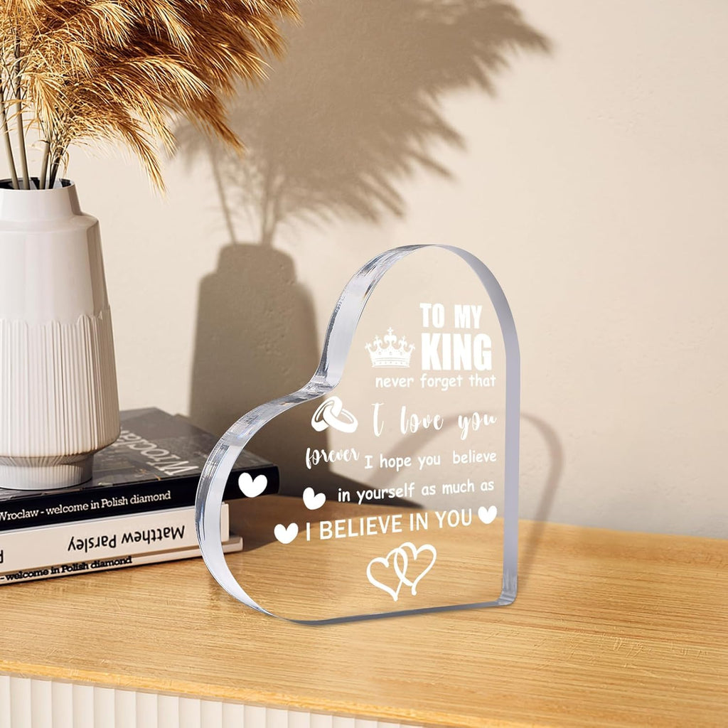 Gift for Husband, Romantic Acrylic Heart Penguin Paperweights, Anniversary, Valentine's, Christmas, Father's Day, Birthday Gifts for Husband from Wife