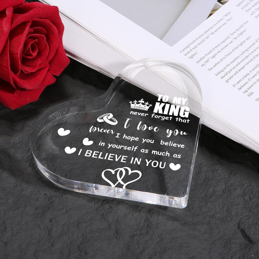 Gift for Husband, Romantic Acrylic Heart Penguin Paperweights, Anniversary, Valentine's, Christmas, Father's Day, Birthday Gifts for Husband from Wife