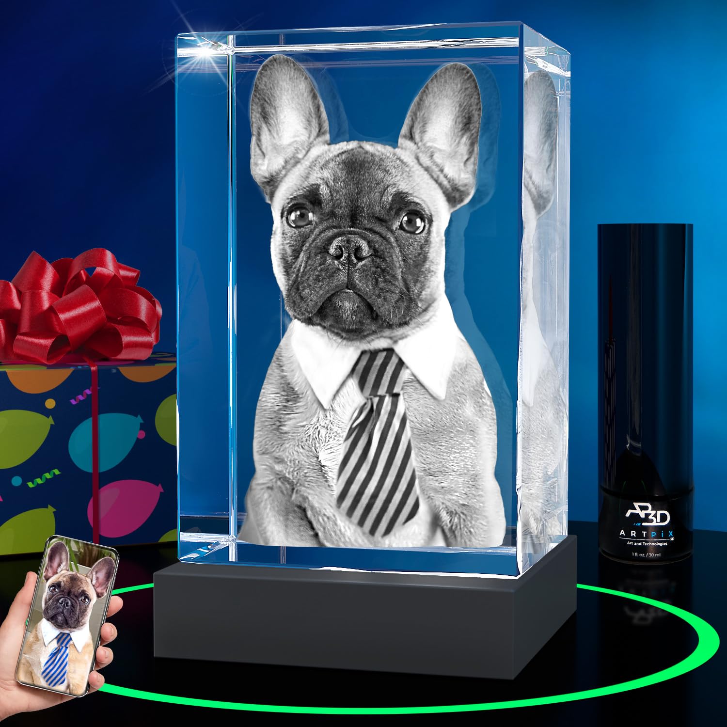 ArtPix 3D Crystal Photo, Personalized Dog Memorial Gifts with Your Own Photo for Dog Lovers, Pet Owners, 3D Laser Etched Picture, Engraved Crystal in Memory of Dog, Customized Gifts