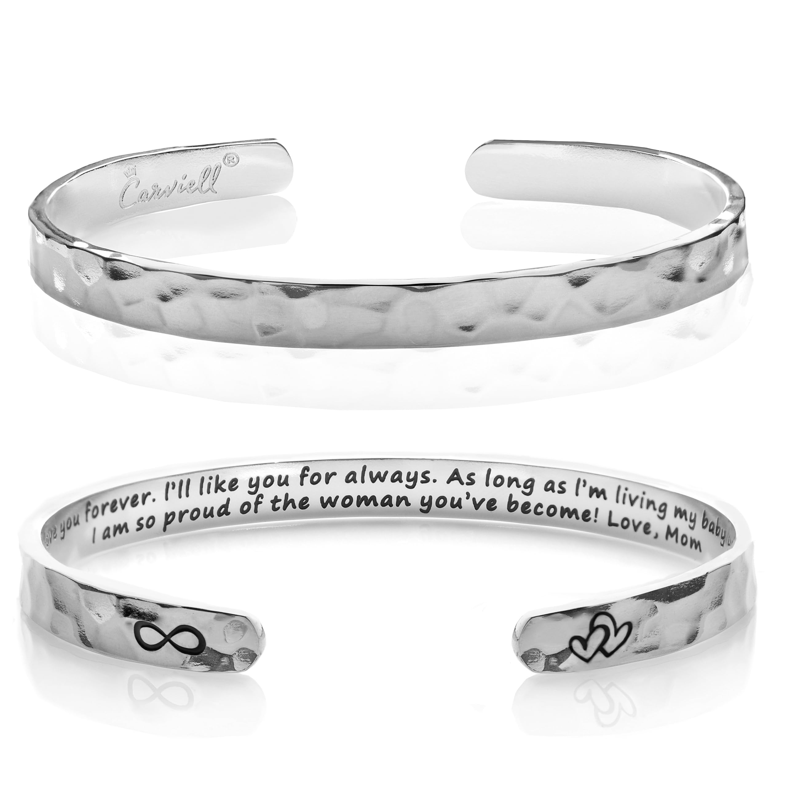 Carviell Bracelet - Gifts for Women – Inspirational, Friendship, Love, Mom, Daughter, Sister, Christian, Graduation, Memorial & Wedding Gifts – 100+ Phrases – Stainless Steel, Gift-Ready