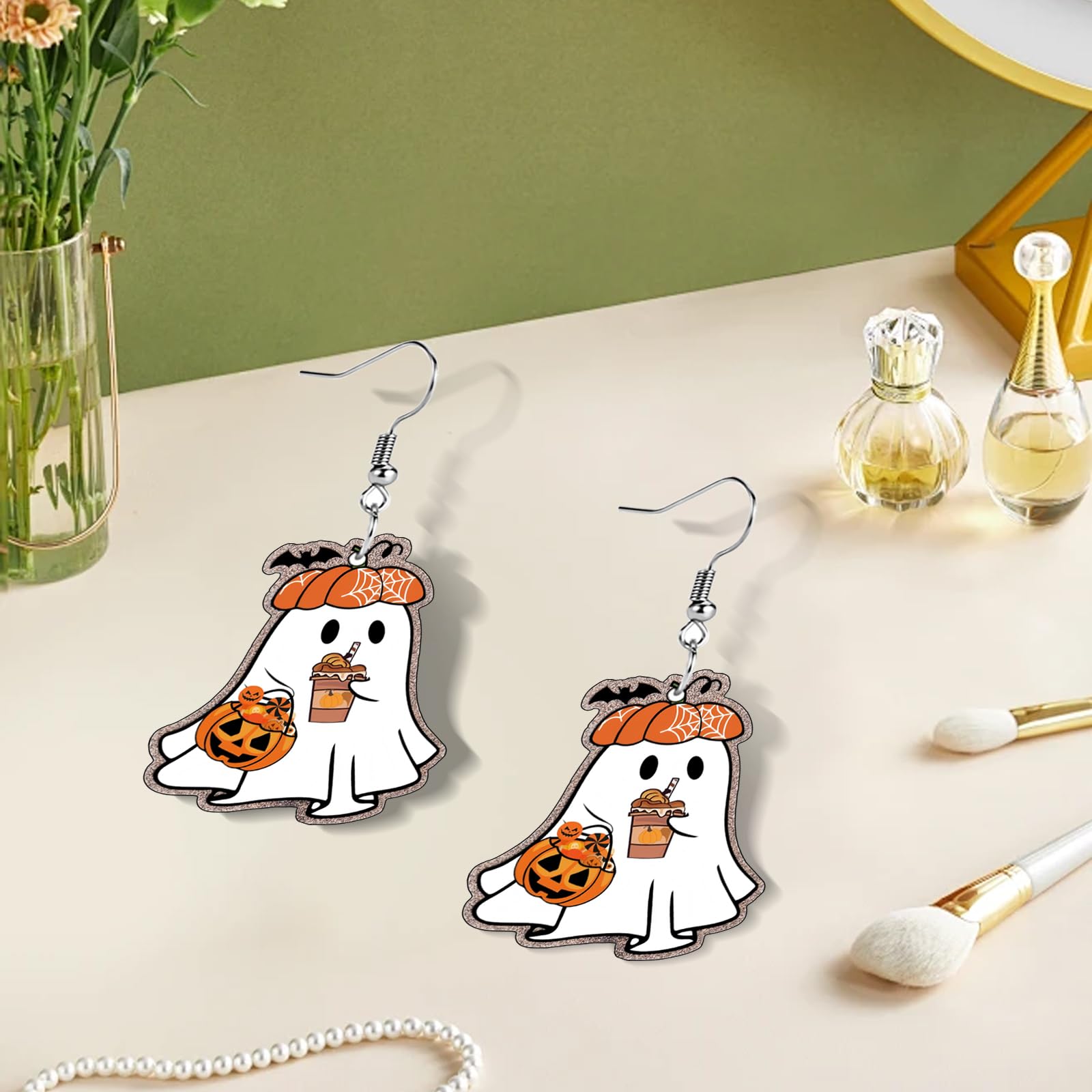 Funny Dog Sunflower Paw Print Earrings for Women - Unique & Quirky Funky Acrylic Dangle Earrings, Cute & Silly Novelty Design, Wacky & Crazy Earrings for Fun Lovers