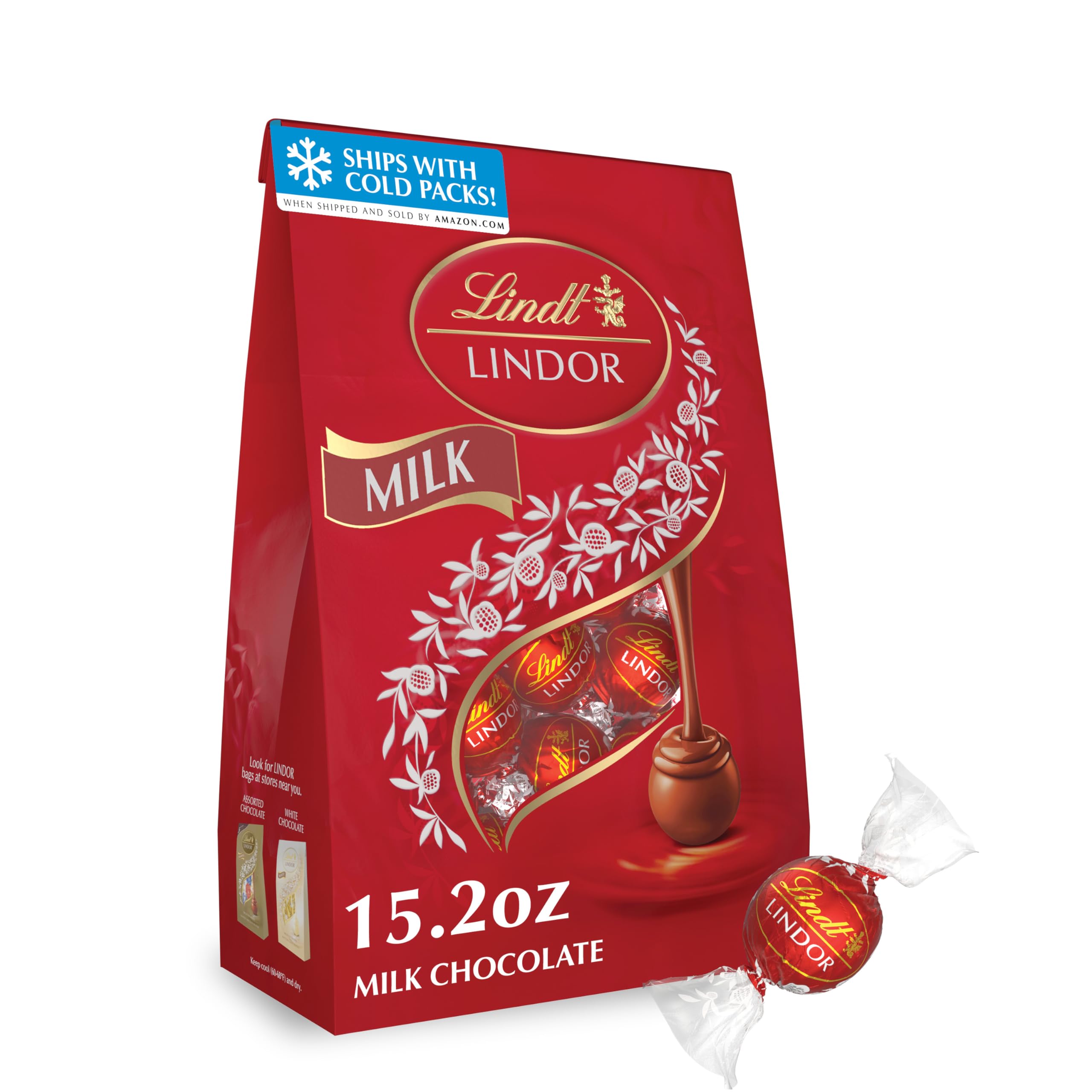 Lindt LINDOR Holiday Snickerdoodle White Chocolate Candy Truffles with Smooth, Melting Truffle Center, 8.5 oz. Bag
