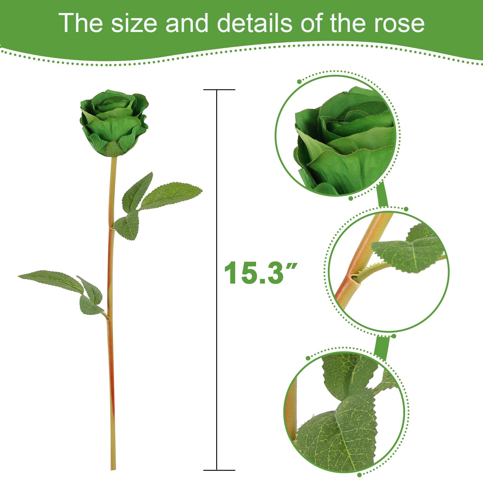 Hananona Artificial Roses Flowers for St. Patrick's Day，12 Pcs Silk Green Rose Bouquet for Spring Home Decoration, Green Faux Roses for Wedding