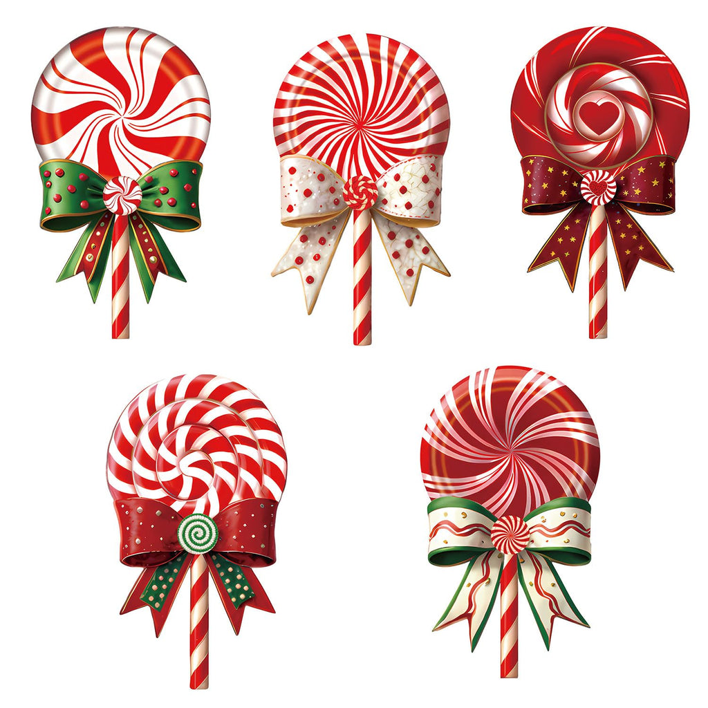 33" Christmas Decorations Outdoor Candy Christmas Decorations, 2ct Large Tall Outdoor Stake Signs 4 Interlocking PP Panels with H-Brackets Fiberglass Rods for Lawn Pathway Xmas Party