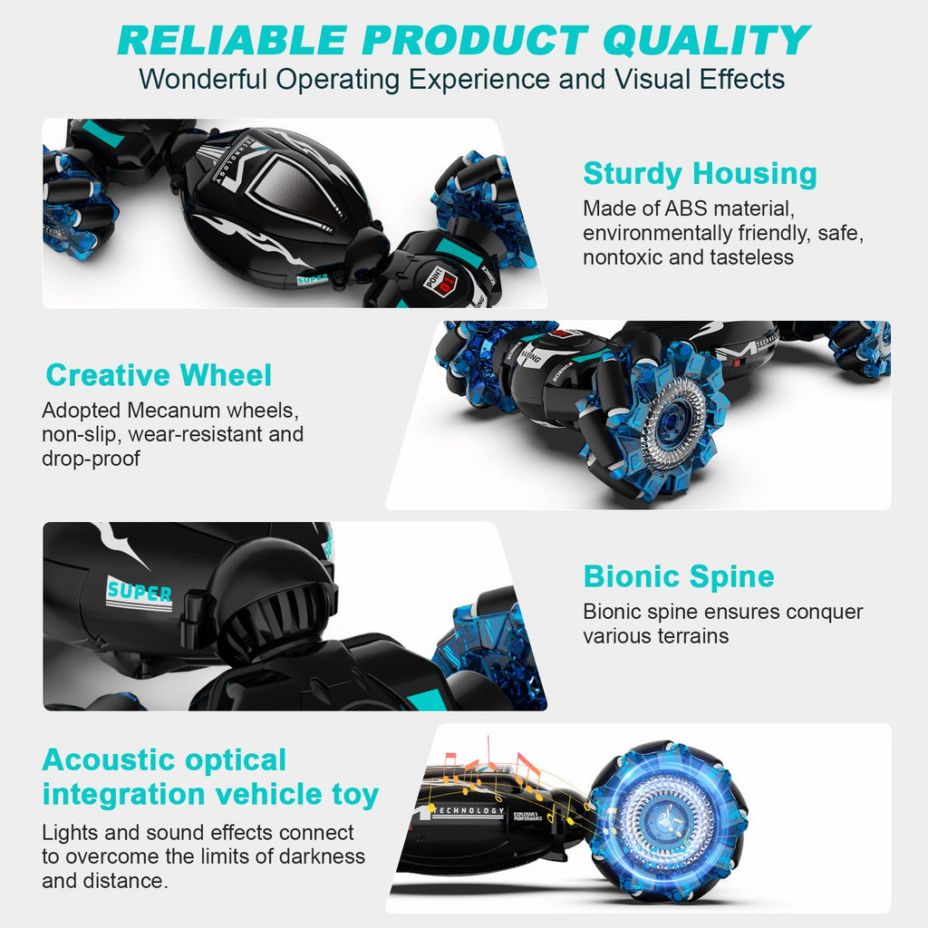 Fosgoit Gesture Sensing RC Stunt Car - Toys for 6-12 Years Old Boys Girls, 4WD Remote Control Car, Hand Controlled Car with Lights Music, Cool Birthday Gifts for Kids Age 6 7 8 9 10 11 12 Years Old