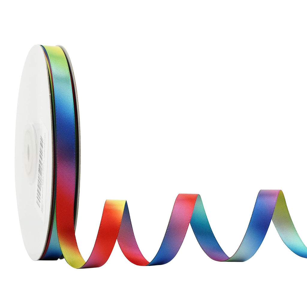 MEEDEE 3/8 Inch Satin Ribbon Set – 10 Rolls Rainbow Double Face Ribbon for Gift Wrapping, 5 Yards Each (Total 50 Yards), Decorative Ribbon for Presents & Party Favors