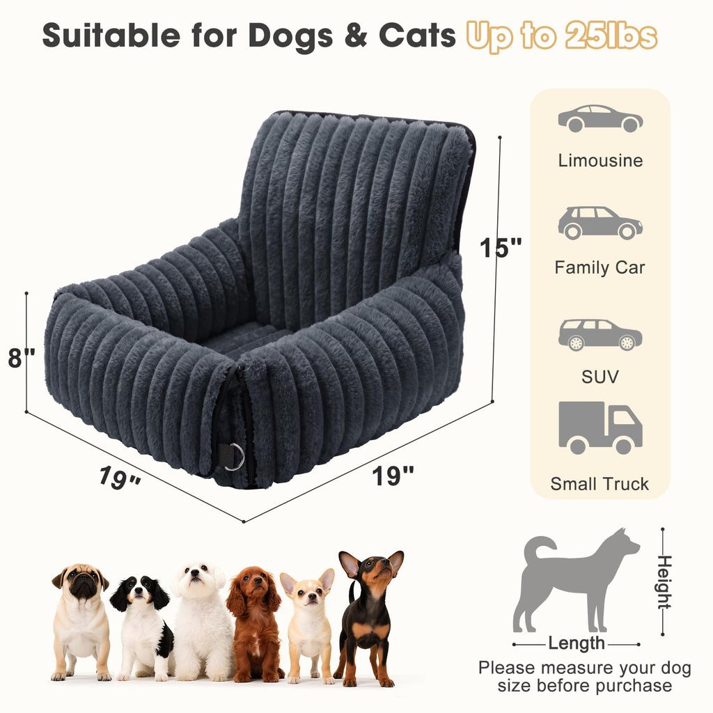 MIXJOY 6-in-1 Dog Car Seat for Small/Medium Dogs up to 25 lbs, Multi-Functional Dog Carrier for Car with Detachable Washable Cover, Pet Travel Bed with Clip-On Safety Leash, Beige