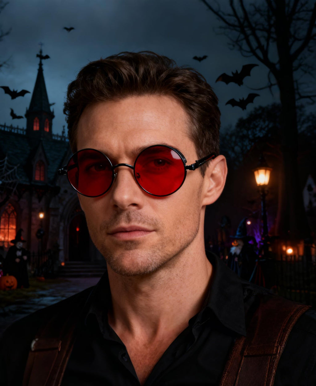 FEISEDY Retro Gothic Steampunk Sunglasses Round Metal Frame Punk Circle Inspired Shade Men B1857