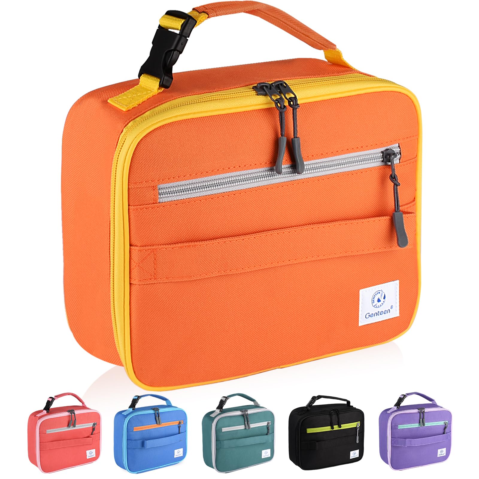 Genteen Lunch Box Kids, Insulated Lunch Bag Kids Boys Girls Back to School, Soft Lunch Box for Men Reusable Lunchbox for Office,Outdoor,School (Black)