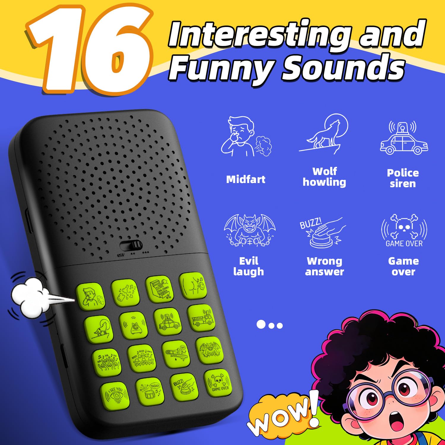 Fikami Rechargeable 2-in-1 Separable Magnetic Sound Effects Machine,16 Sounds,Volume Adjustment,Prank Gifts Toys for Boys,Remote Fart Machine for 6 7 8 9 10 11 12 13 Year Old Boys Toys Gifts