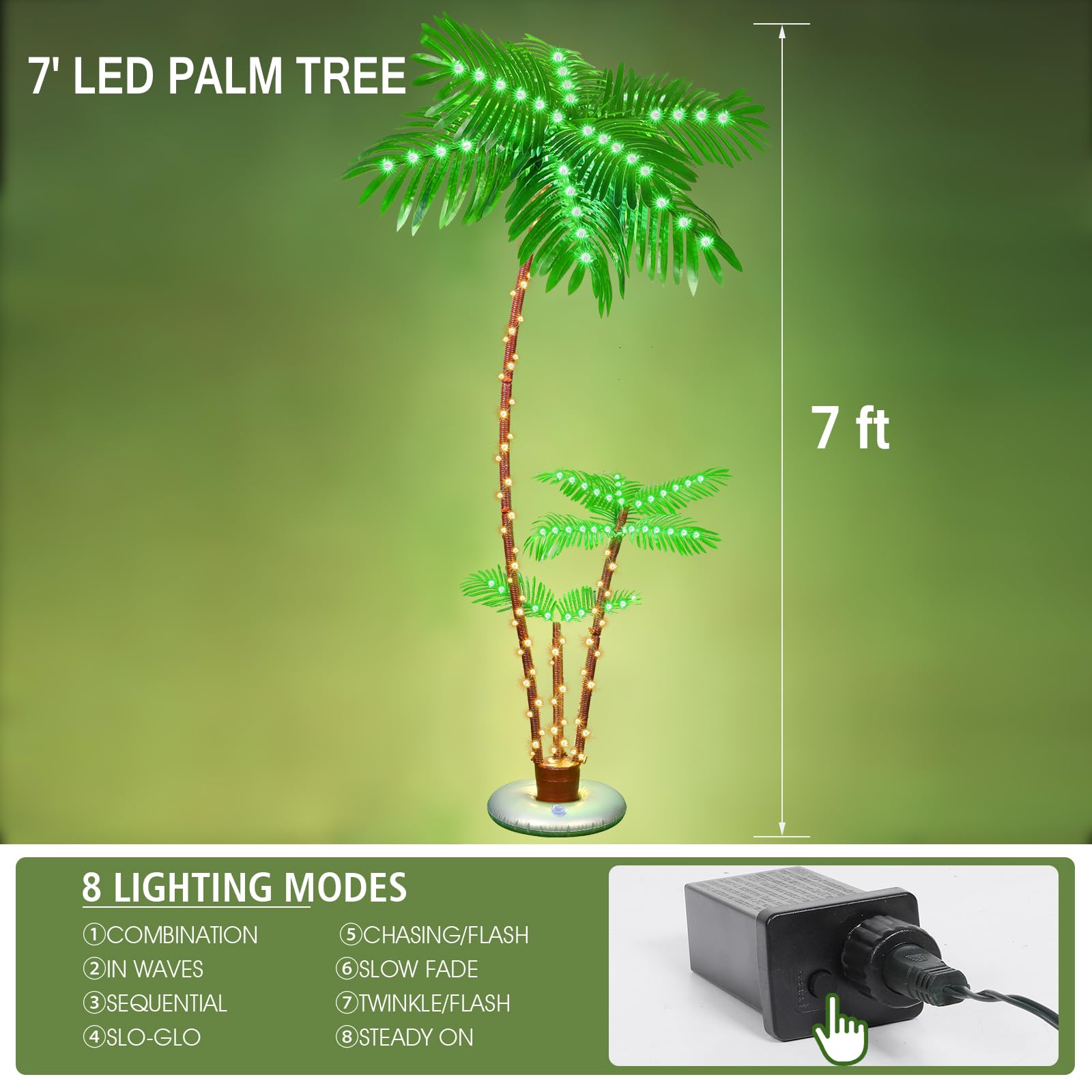 OUSHENG Lighted Palm Tree Bar Outdoor Christmas Decorations Decor, Light Up LED Artificial Fake Faux Trees Lights for Outside Patio Yard Pool Porch Deck Party Tropical, 6FT