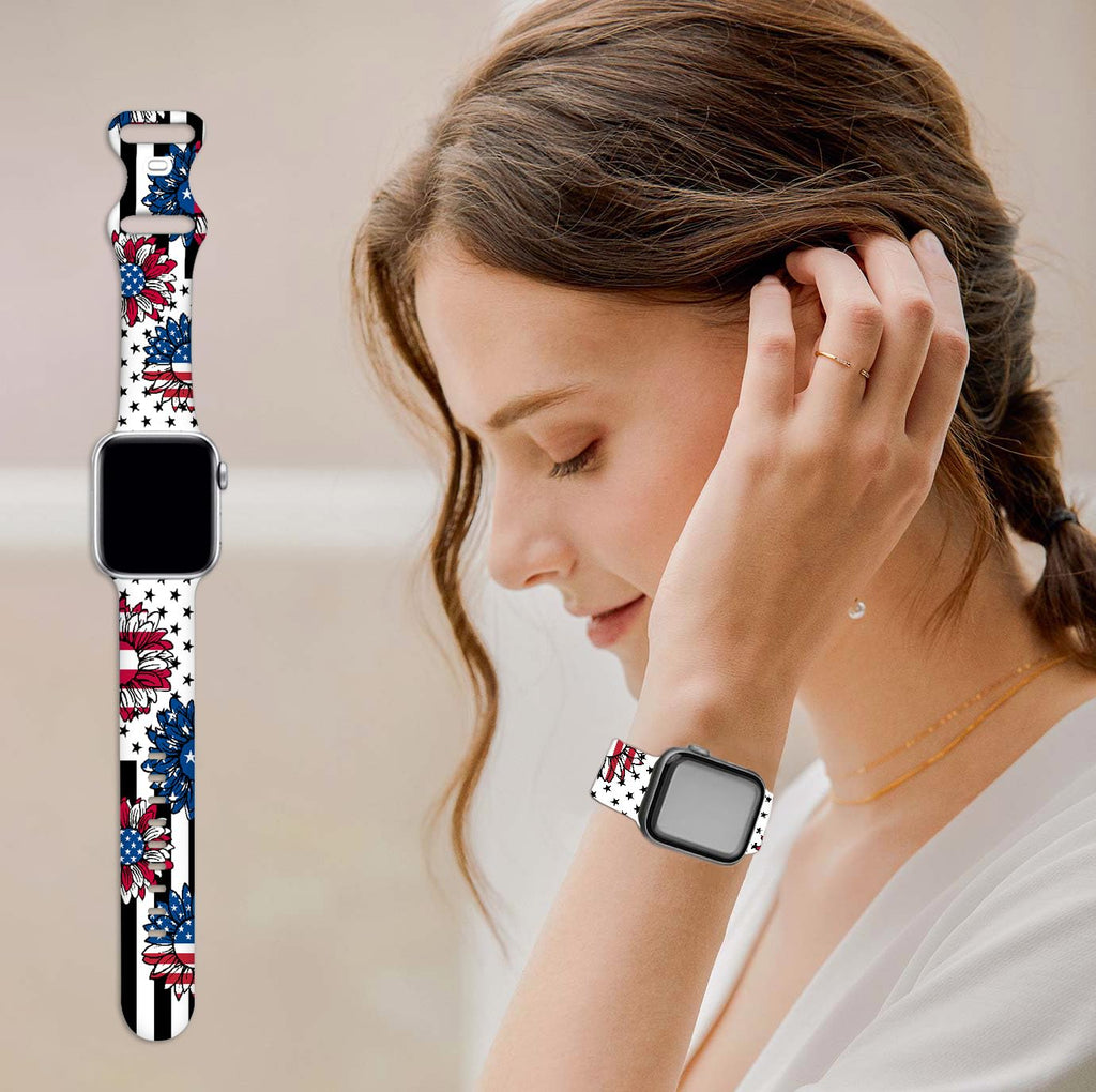 Holiday Watch Bands Compatible Watch 38mm 40mm 41mm 42mm for Women Men, Adjustable Soft Silicone Replacement Smartwatch Wristband for SE Series 8/7/6/5/4/3/2/1
