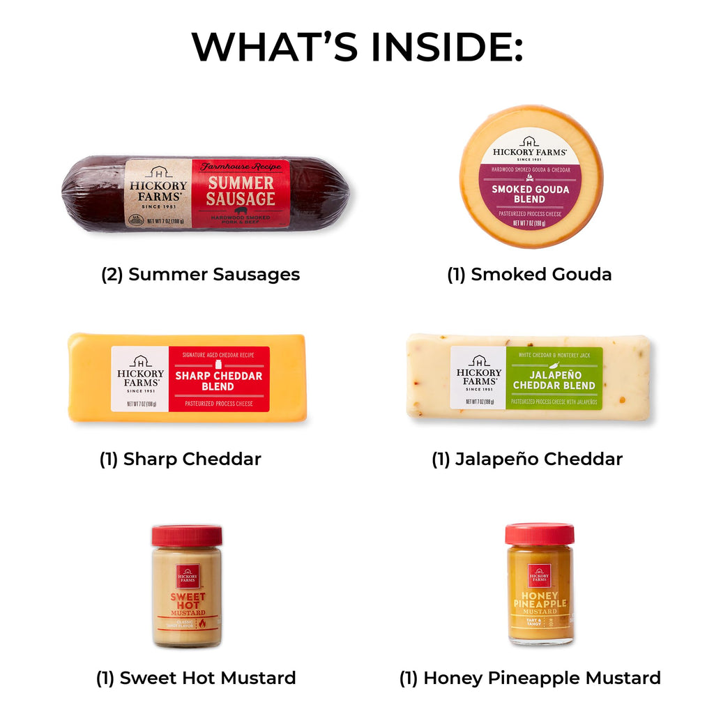 Hickory Farms Farmhouse Meat & Cheese Food Gift Basket (Small) - Box Set | Charcuterie Board Food | Summer Sausage | Father's Day | Mother's Day | Easter | Christmas | Holiday | Housewarming | Gourmet | Sympathy | Care Package