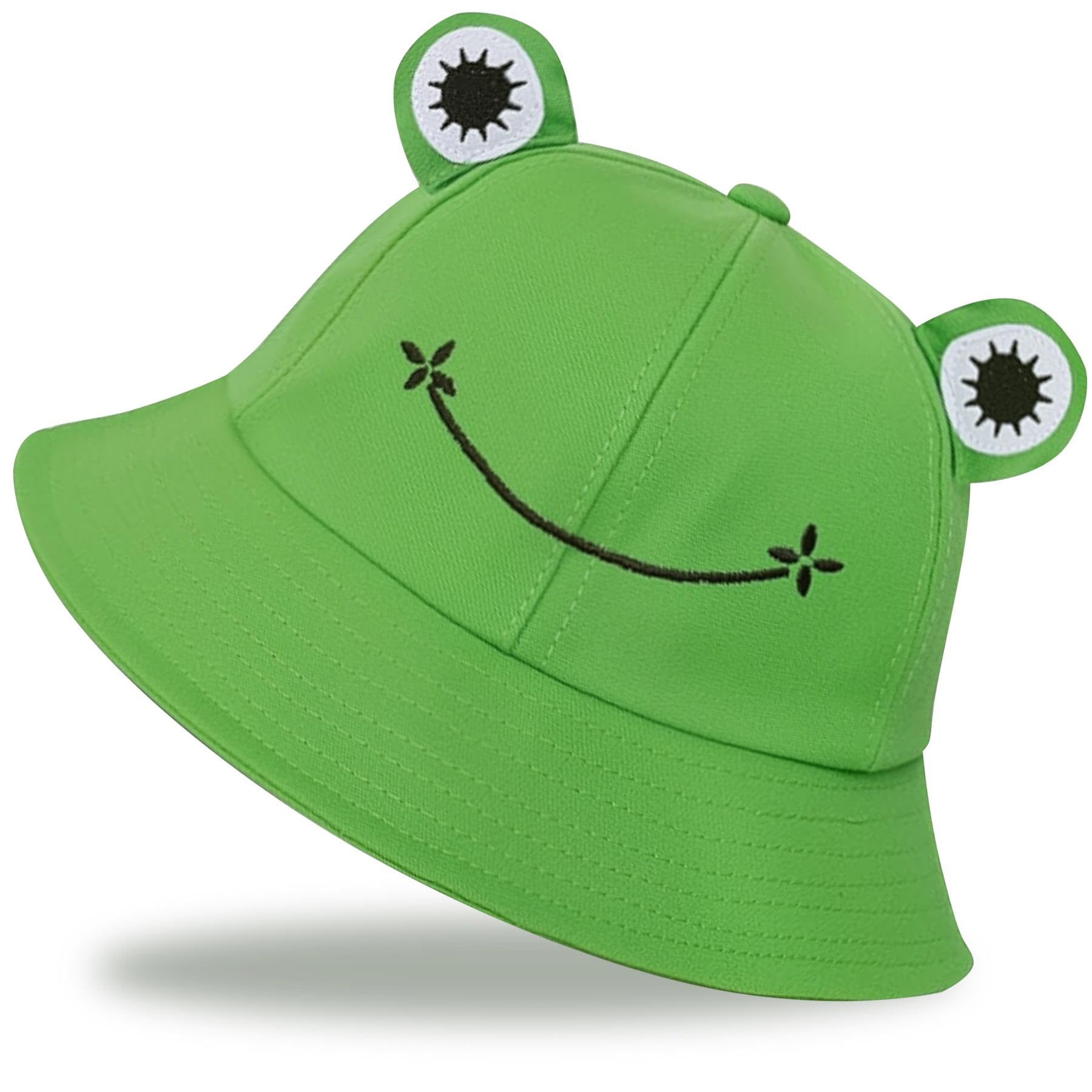 Sun Bucket Hats for Women & Men Beach Hat UV Protection Adjustable Summer Packable Cotton Frog Funny Fisfing Travel Cap