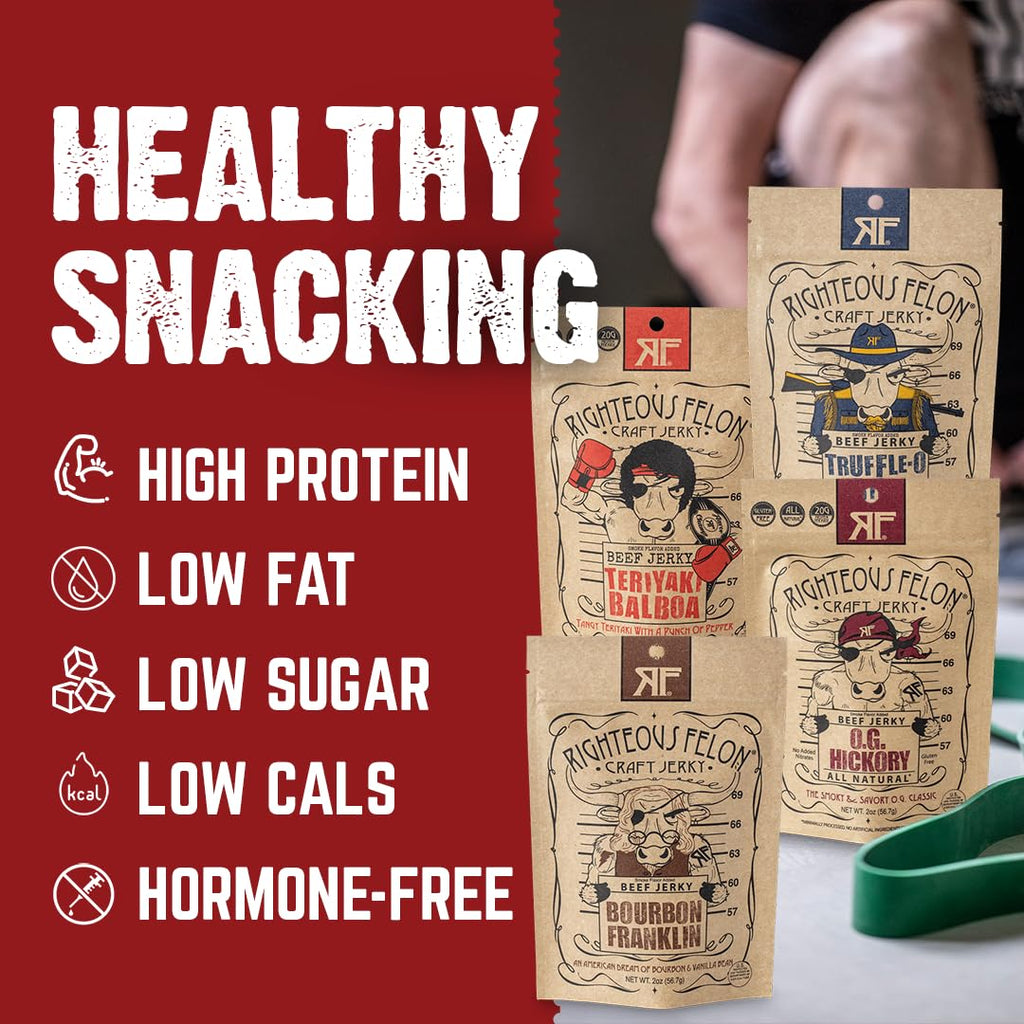 Righteous Felon Beef Jerky & Meat Sticks Variety Pack - Father's Day Jerky Sampler for Dad - Gluten Free Beef Jerky Snack Packs - High Protein, Keto, Low Sugar - Gifts for Men - 11 Pack Sampler