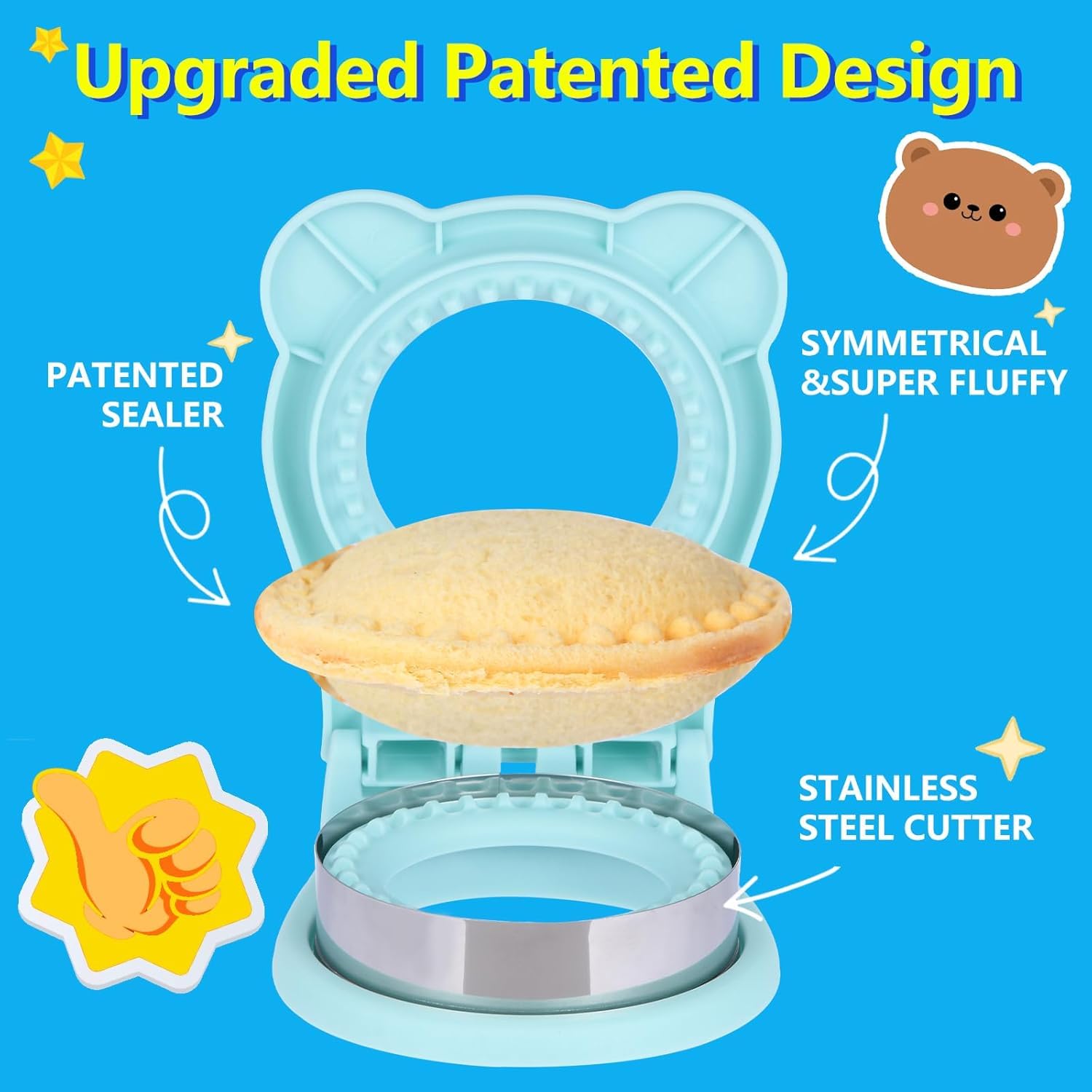 Uncrustable Sandwich Maker, Circle Shape 3.7 Inch Sandwich Cutter and Sealer for Kids Breakfast and Lunchboxes, Green