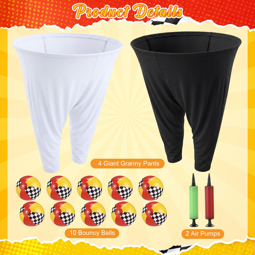 14 Pcs Granny Pants Yard Game Sets with 2 Oversized Gaint Pants & 10 Bouncy Balls & 2 Air Pump Hilarious Outdoor Tossing Game for Adult Family Gathering Backyard Party