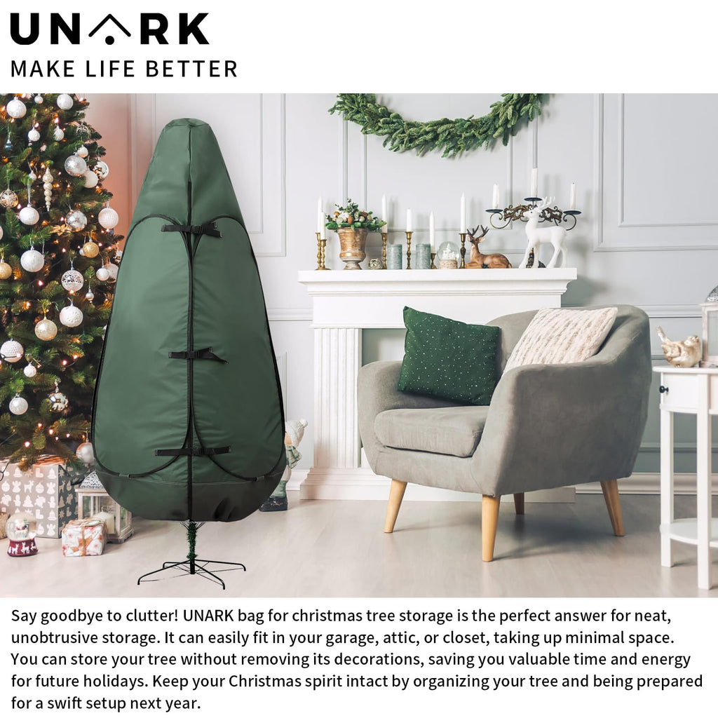 Upright Christmas Tree Storage Bag 7.5 Ft, Artificial Christmas Tree Storage Bag 6.5ft, Christmas Tree Cover for Upright Storage Fit 6 Ft / 6.5 Ft / 7 Ft / 7.5 Gray