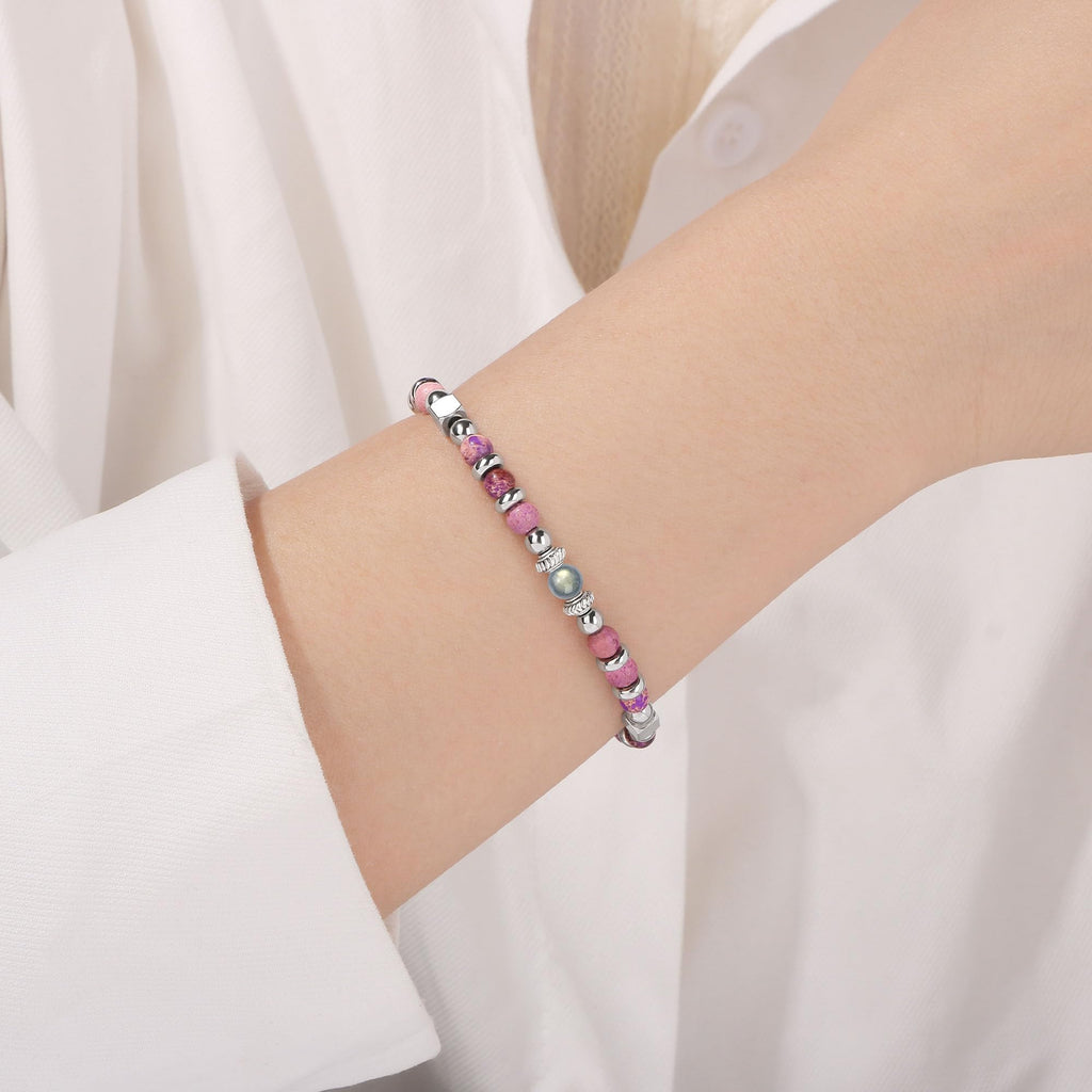 JoycuFF 𝗚𝗶𝗳𝘁𝘀 𝗳𝗼𝗿 𝗪𝗼𝗺𝗲𝗻 𝗠𝗼𝗼𝗻𝘀𝘁𝗼𝗻𝗲 𝗕𝗿𝗮𝗰𝗲𝗹𝗲𝘁 Amazonite Colorful Imperial Jasper Stainless Steel Beads Bracelets, Graduation Christmas Valentines Mothers Day Birthday Gifts
