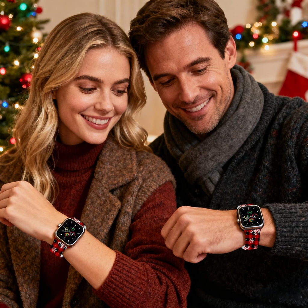 Holiday Watch Bands Compatible Watch 38mm 40mm 41mm 42mm for Women Men, Adjustable Soft Silicone Replacement Smartwatch Wristband for SE Series 8/7/6/5/4/3/2/1