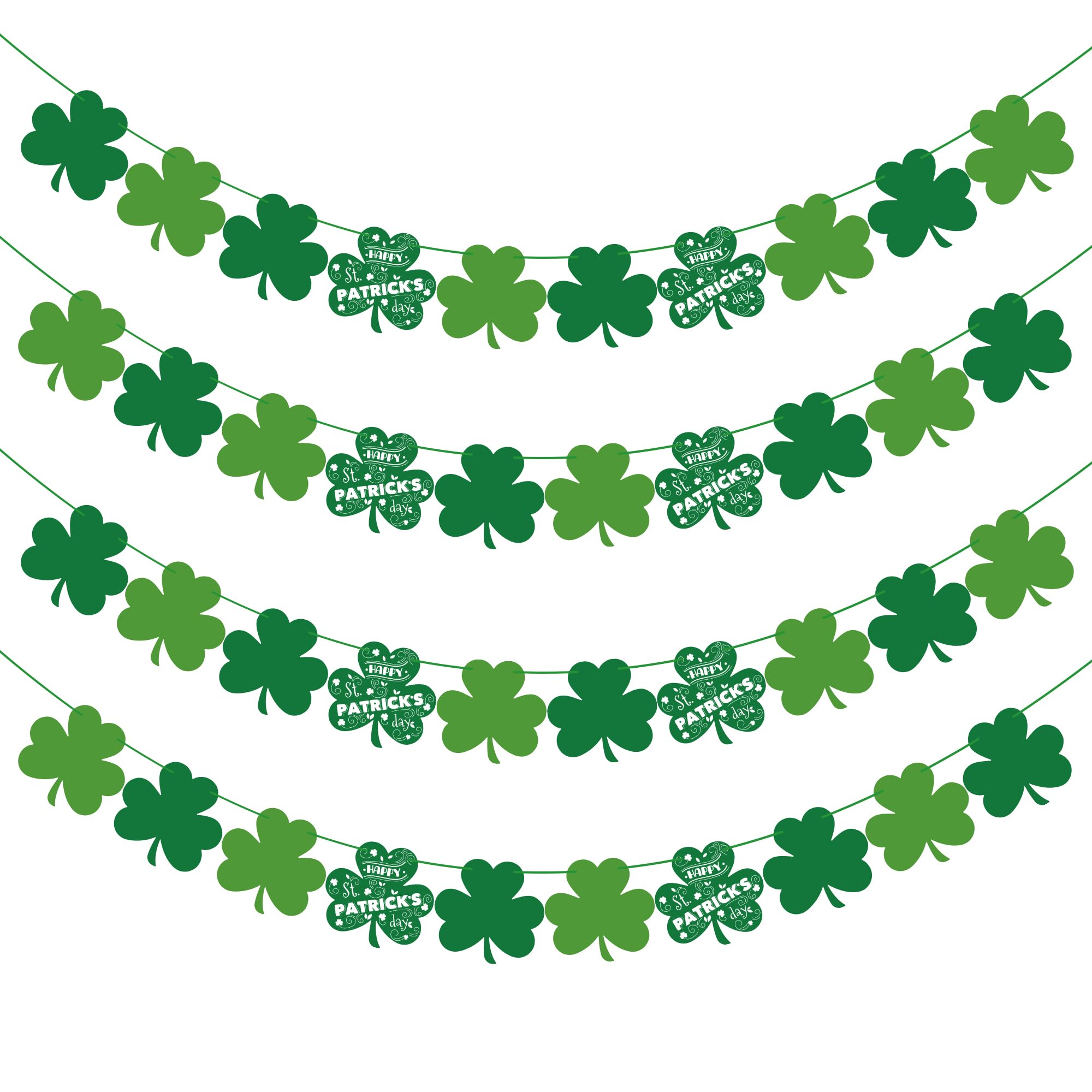 OHOME St Patricks Day Decorations - 40 Pack Shamrock Clover Banner - Shamrock Decorations Garland Irish St Patty's Day Accessories Party Favors for Home Door Birthday | St. Patrick's Day Decor