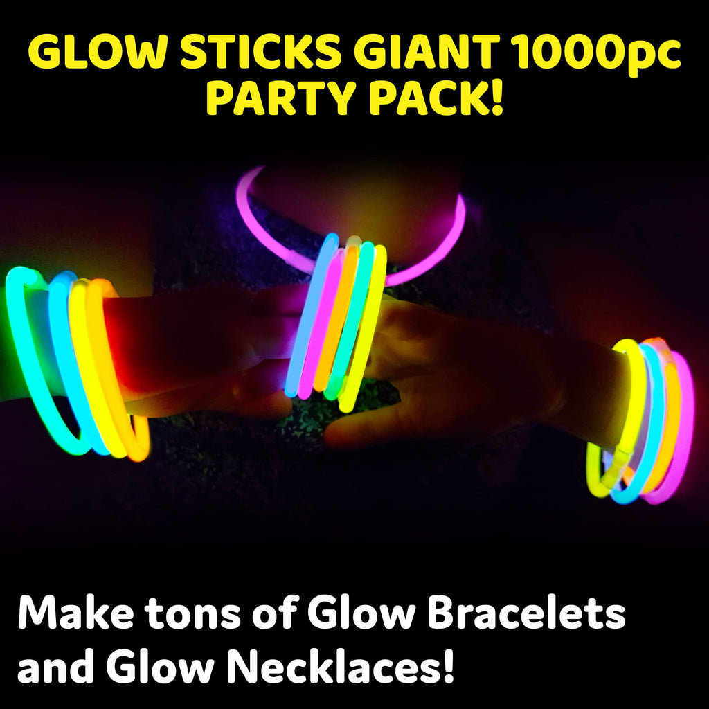 Party Sticks Glow Sticks Jewelry Bulk Party Favors 300pk and Connectors - 8" Glow in the Dark Party Supplies, Neon Party Glow Necklaces and Glow Bracelets for Kids and Adults