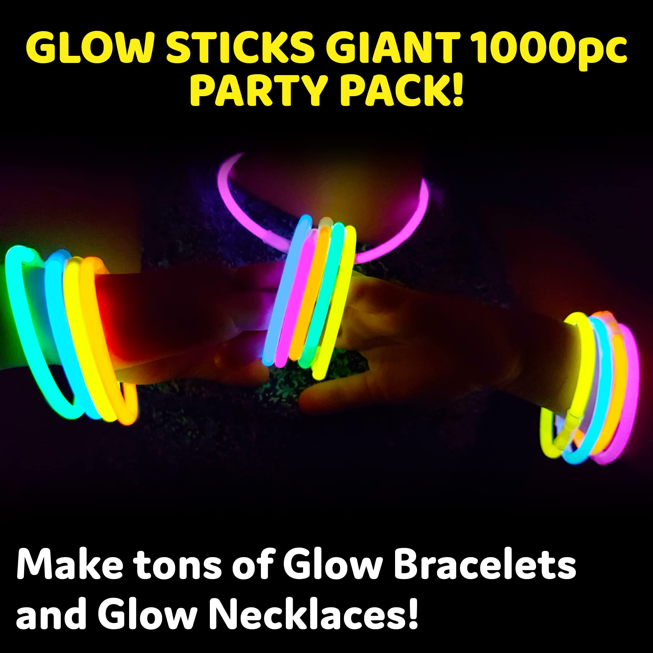 Party Sticks Glow Sticks Jewelry Bulk Party Favors 300pk and Connectors - 8" Glow in the Dark Party Supplies, Neon Party Glow Necklaces and Glow Bracelets for Kids and Adults