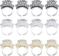 BinaryABC Happy New Year Headband Tiara,New Years Party Favor,New Years Eve Party Decorations 12Pcs