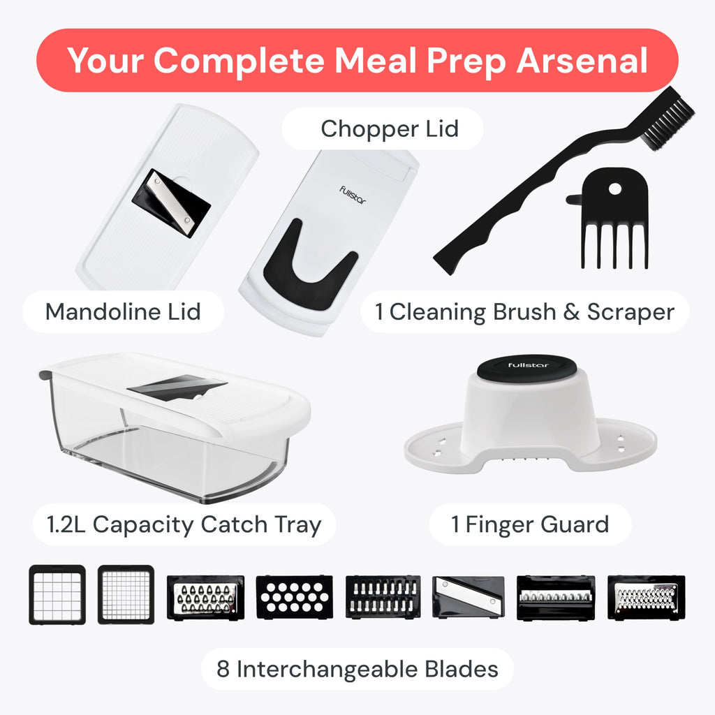 Fullstar The Original Pro Chopper - Vegetable Chopper and Spiralizer, Food Chopper with Container, Fruit Slicer, Kitchen Gadgets & Gifts, Home Essentials (4 in 1, White)