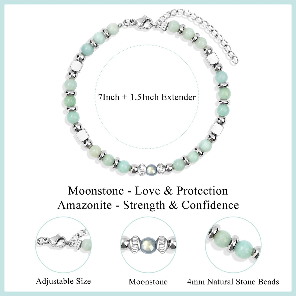 JoycuFF 𝗚𝗶𝗳𝘁𝘀 𝗳𝗼𝗿 𝗪𝗼𝗺𝗲𝗻 𝗠𝗼𝗼𝗻𝘀𝘁𝗼𝗻𝗲 𝗕𝗿𝗮𝗰𝗲𝗹𝗲𝘁 Amazonite Colorful Imperial Jasper Stainless Steel Beads Bracelets, Graduation Christmas Valentines Mothers Day Birthday Gifts
