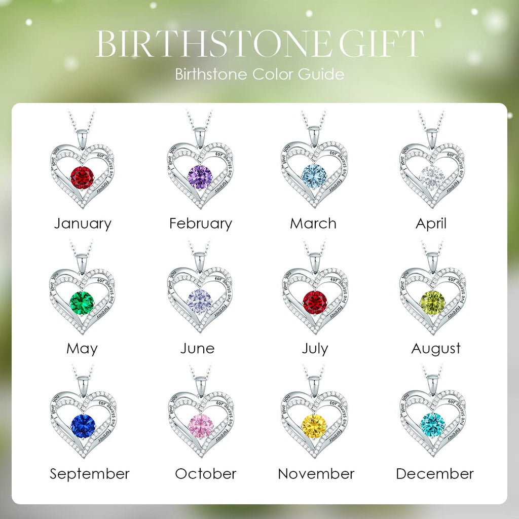 CDE Forever Love Heart Necklaces for Women, Wedding Anniversary, Valentine's，Birthday Mothers Christmas Day Gifts for Mom, Mother, Wife, S925 Silver Jewelry with Birthstone Pendant
