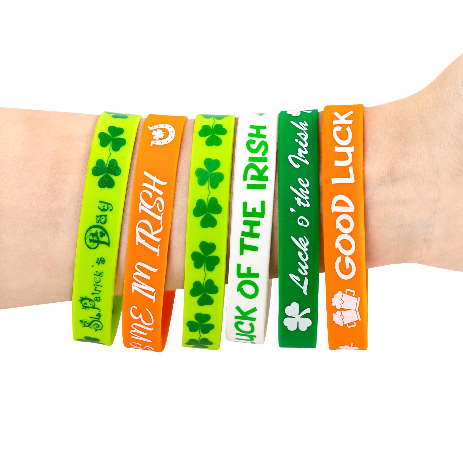 Moon Boat 74PCS St. Patrick's Day Shamrock Rubber Wristbands Bracelets - Party Favors Supplies Gifts Decorations