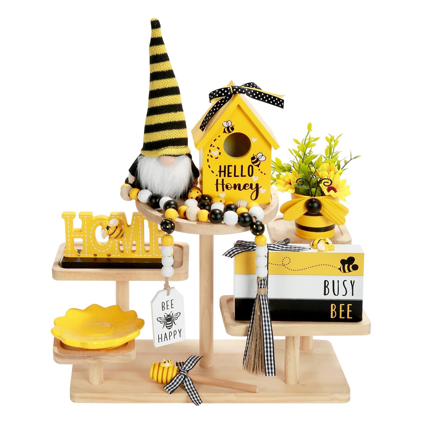 Christmas Decorations 8 PCS Tiered Tray Decor Set, Cute Tabletop Christmas Decor for Home Office Shelf Mantel Coffee Bar Xmas Table Centerpieces Tray Objects Holiday Decoration Set