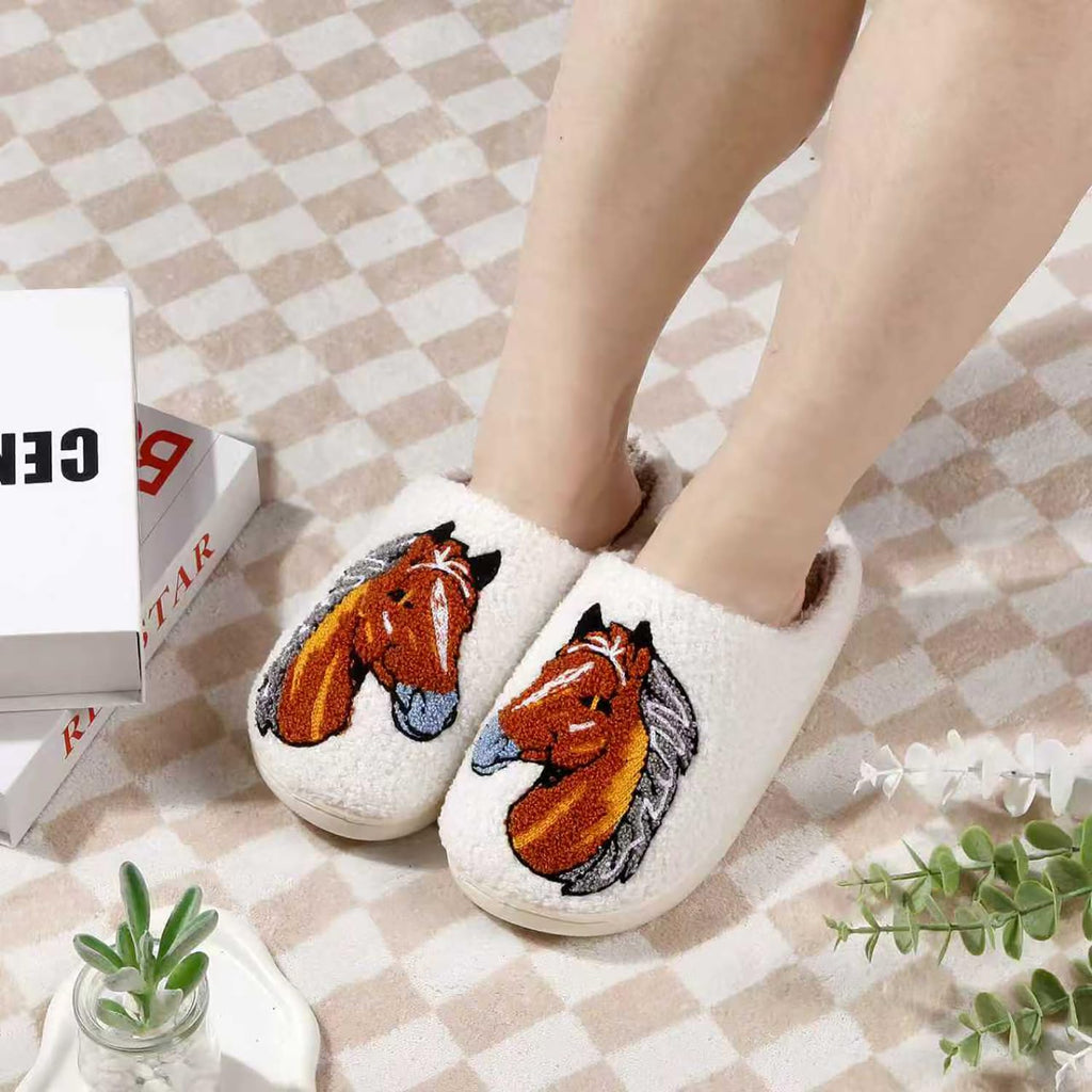 Cute Animal Slippers for Women Men Winter Fluffy Warm House Slippers Soft Plush Indoor outdoor Shoes