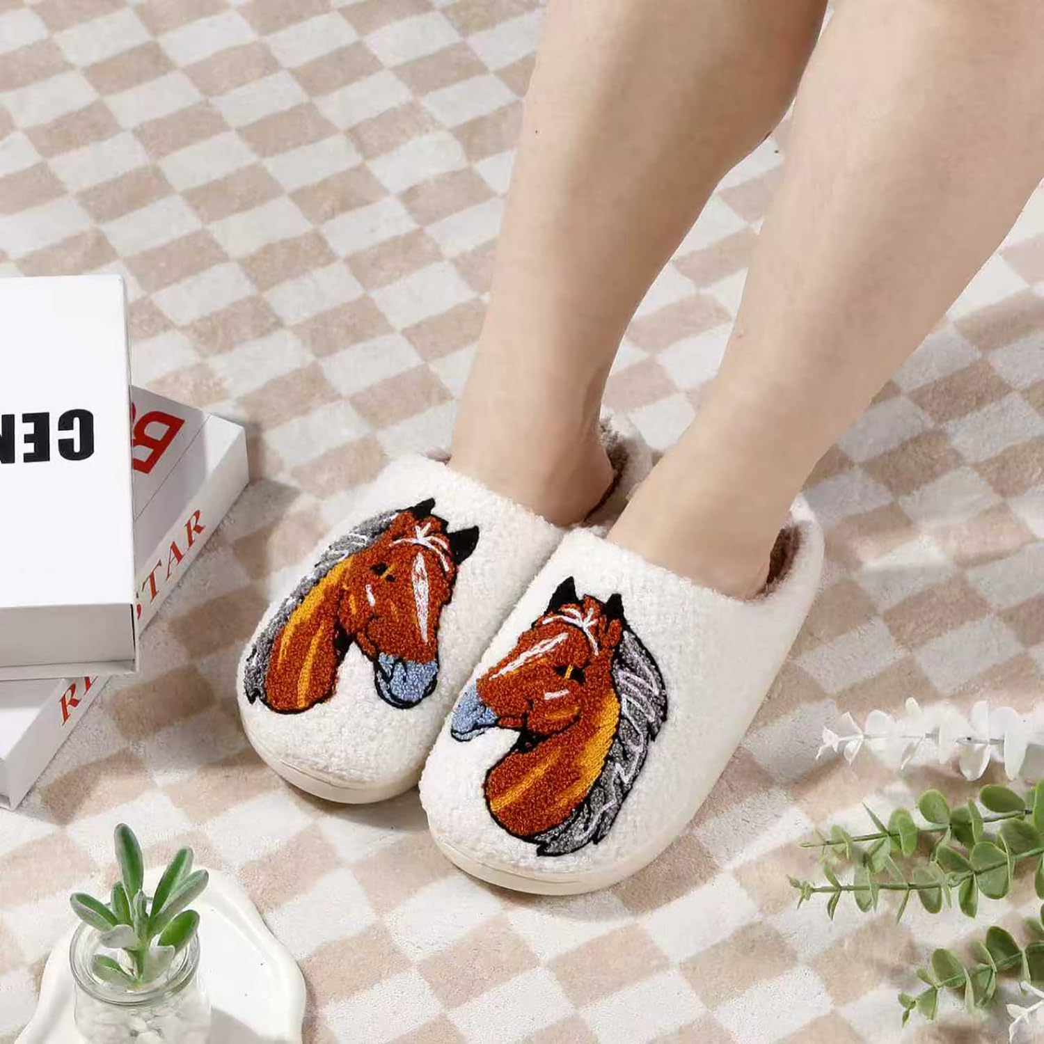 Cute Animal Slippers for Women Men Winter Fluffy Warm House Slippers Soft Plush Indoor outdoor Shoes