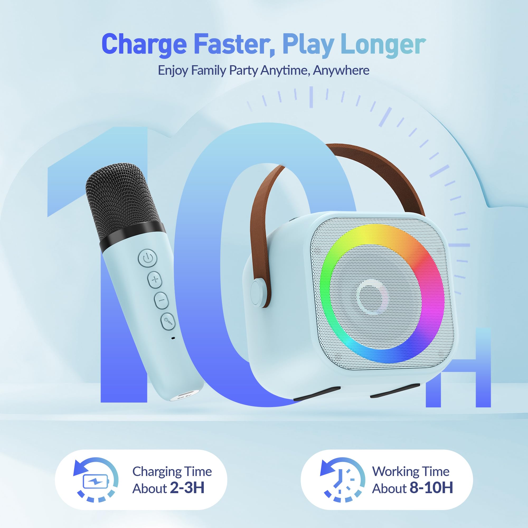 Mini Karaoke Machine, Portable Bluetooth Karaoke Speaker with 2 Wireless Microphones and Party Lights for Kids and Adults, Birthday Gifts for Girls Boys Family Home Party