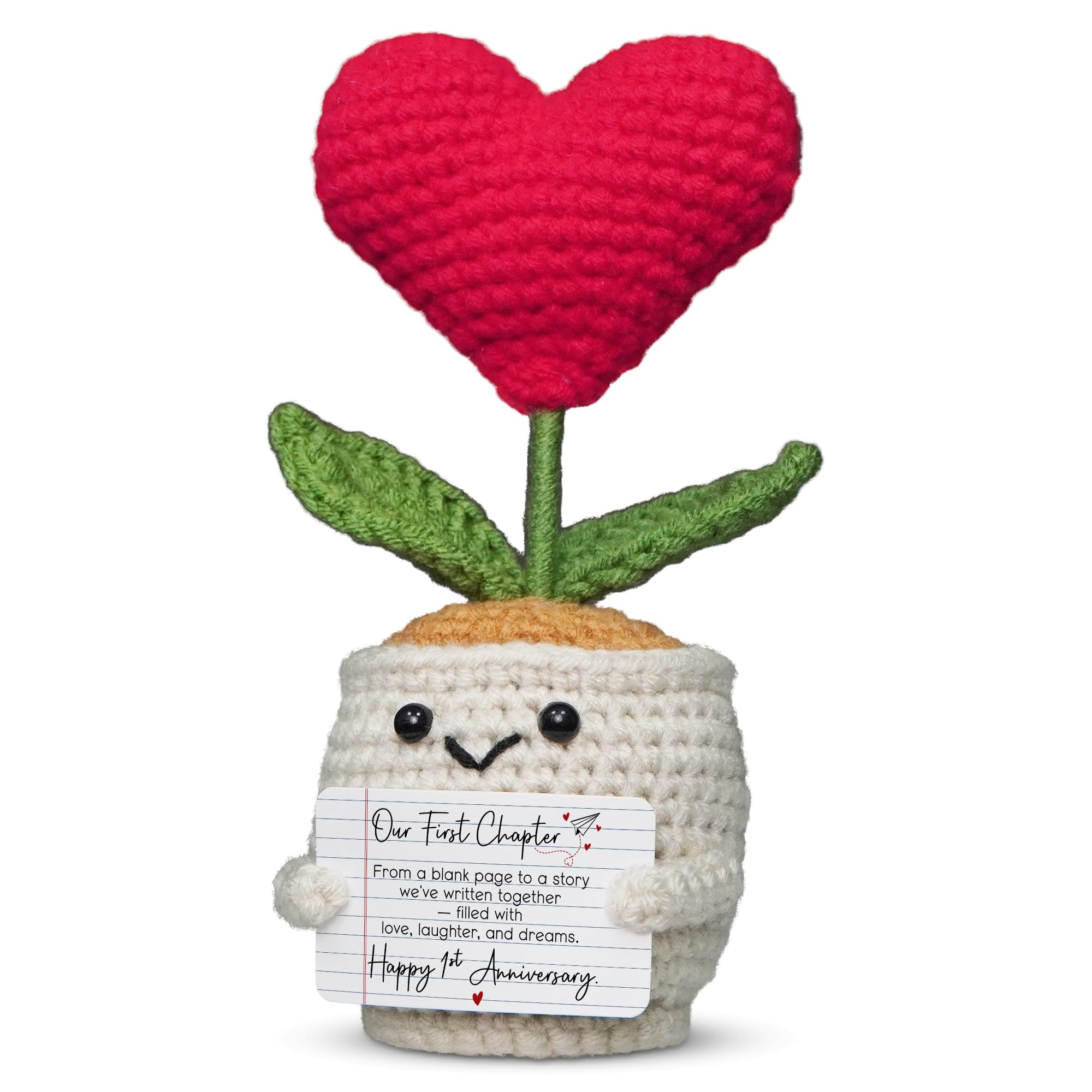 OASSIE Anniversary Couple Gifts for Women Men - Positive Penguin Couple Crochet with Card - Mothers Day Birthday Anniversary Wedding Gifts for Wife Husband Him Her Couples Boyfriend Girlfriend