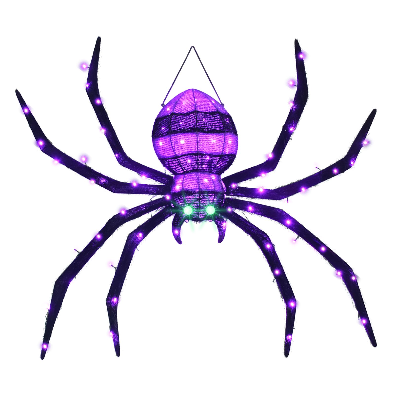 Halloween Decorations Outside Giant Spider - HOYECHI Outdoor Halloween Decor Lighted Spider 4.2FT, Light Up Spider with 90 LED Lights, Ground Stakes, for Front Yard Porch Gardens Lawns Party