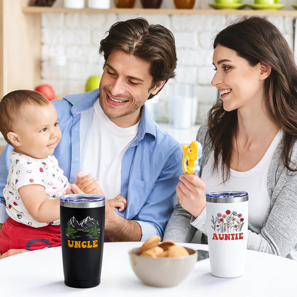 Qtencas Grandma and Grandpa Gifts, Grandparents Christmas Gifts, Grandpa and Grandma insulated Travel Tumbler Set, Gift for Grandparents on Christmas Birthday Anniversary, 20 Oz Black & White