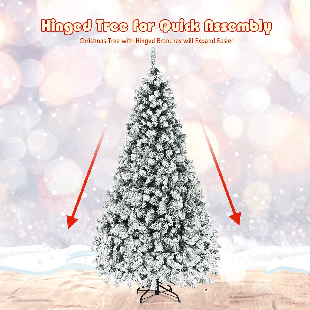 Goplus 7FT Pre-Lit Artificial Christmas Tree Auto-Spread/Close up Branches 11 Flash Modes with Multicolored 400 LED Lights & Metal Stand