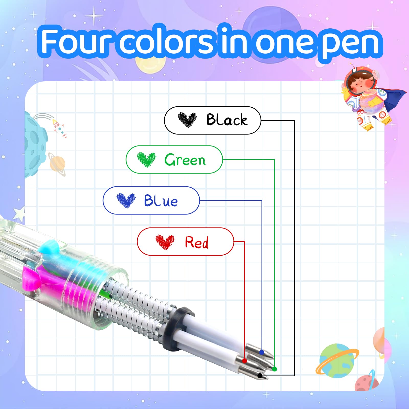 CZWZ 20Pcs Mini Multicolor Pens in One 4-in-1 Cute Pens Bulk for Kids, Fun Kawaii Ballpoint Pens for Birthdays and Children's Party Favors Gifts Teacher School Supplies