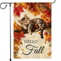 Hello Fall Garden Flag Cat Garden Flags 12x18 Inch Double Sided Vertical Autumn Farmhouse Home Decor Yard Lawn Outdoor Decorations