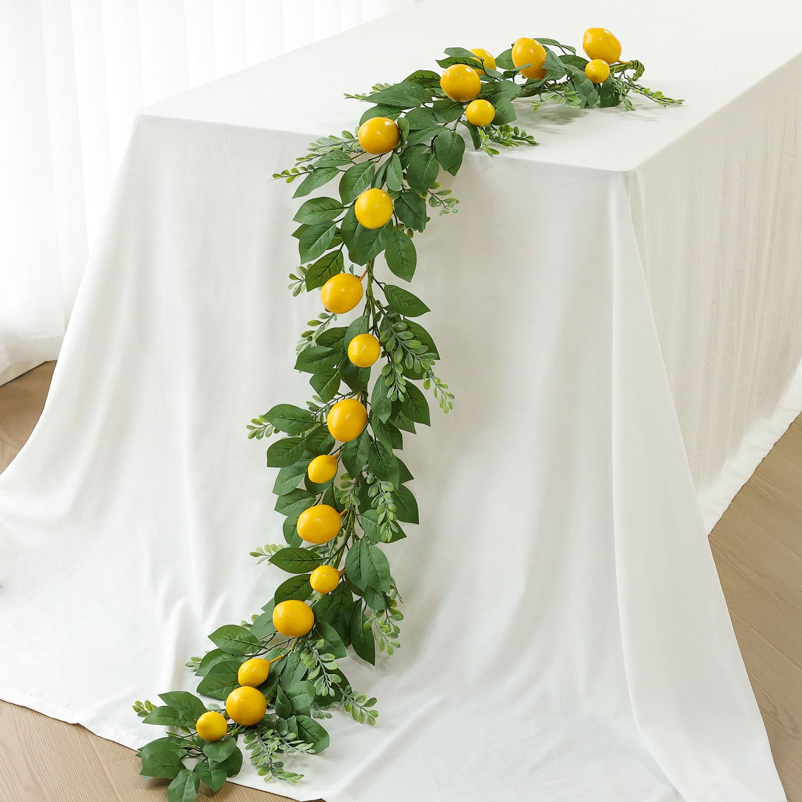 Mizii Artificial Sunflower Garland 6FT Fake Silk Sunflowers Flower Garland Autumn Hanging Vines Decorations for Kitchen Table Centerpieces Room Wall Party Wedding Birthday Fall Decor (Orange)